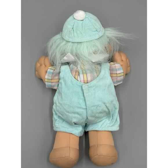 Vintage Russ Troll Kidz Plush Doll Boy with Teal Clothes Overalls 11” - Picture 5 of 9